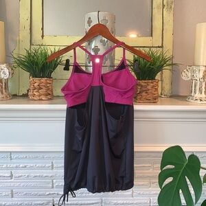 Fabletics Norwalk Navy & Purple Racerback Active Tank with Sports Bra Size Small